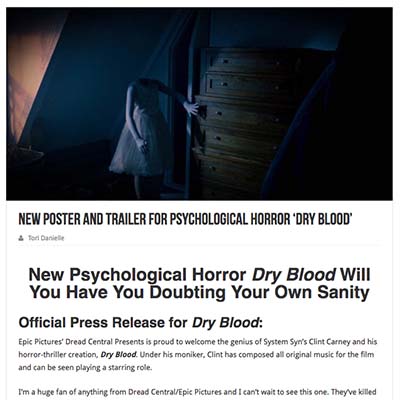 New Poster and Trailer for Psychological Horror ‘Dry Blood’